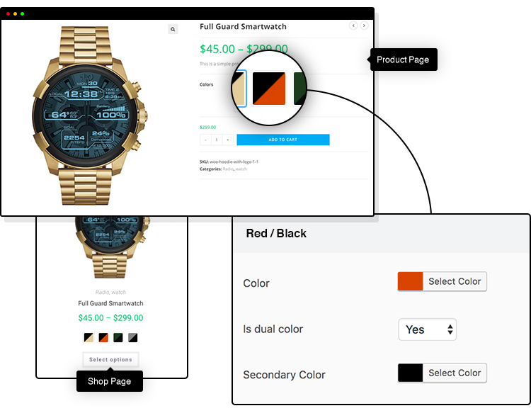 WooCommerce Variation Swatches Pro-Woo多颜色管理色板插件[更至v1.1.15]