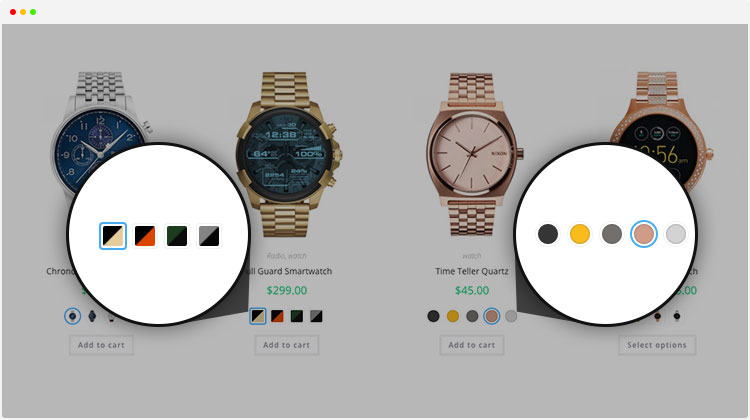 Variation swatches. ISW Swatch WOOCOMMERCE.