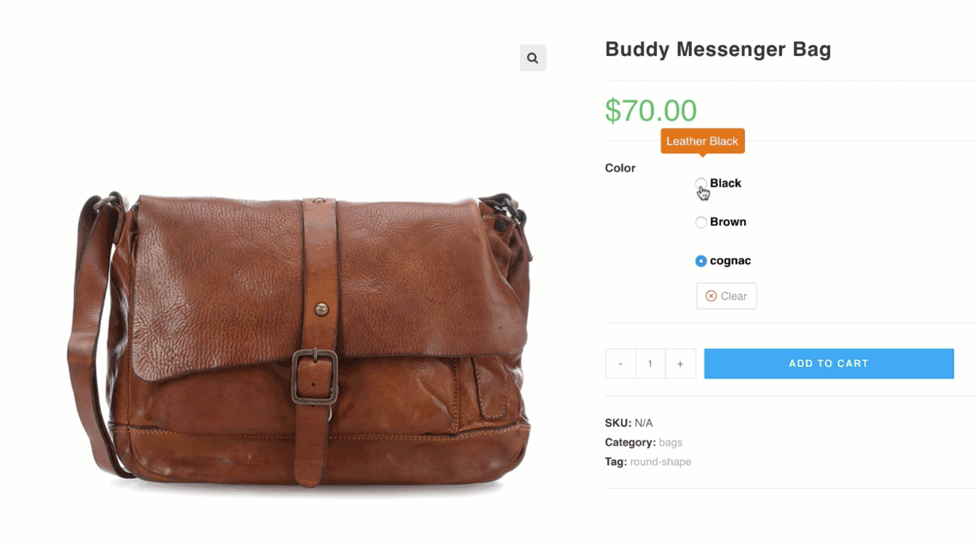 Radio button variation swatches on a WooCommerce product page