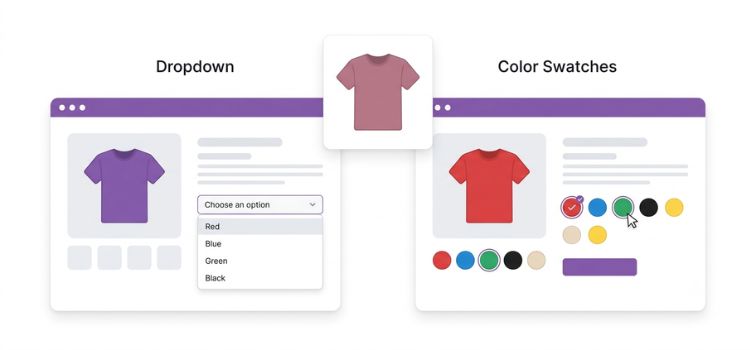 Dropdown to color swatches