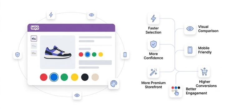 WooCommerce color swatches improving product selection, shopping experience, and conversion potential