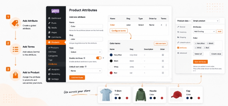 How to create a global attribute in WooCommerce with terms and add it to products