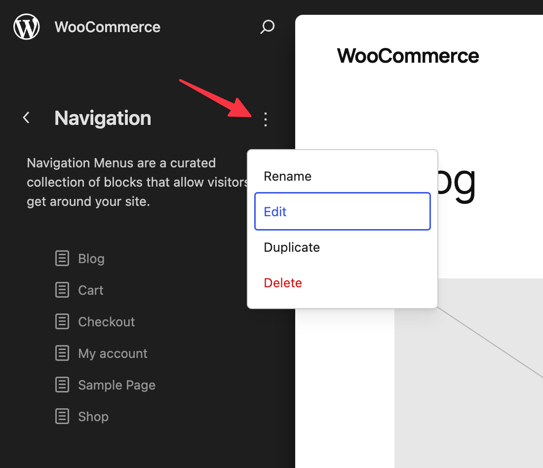 Editing-navigation-menu-in-site-editor-wordpress