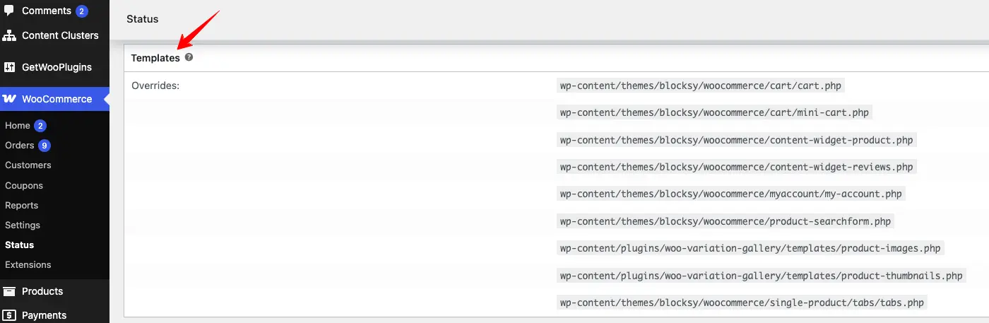 woocommerce template status checking